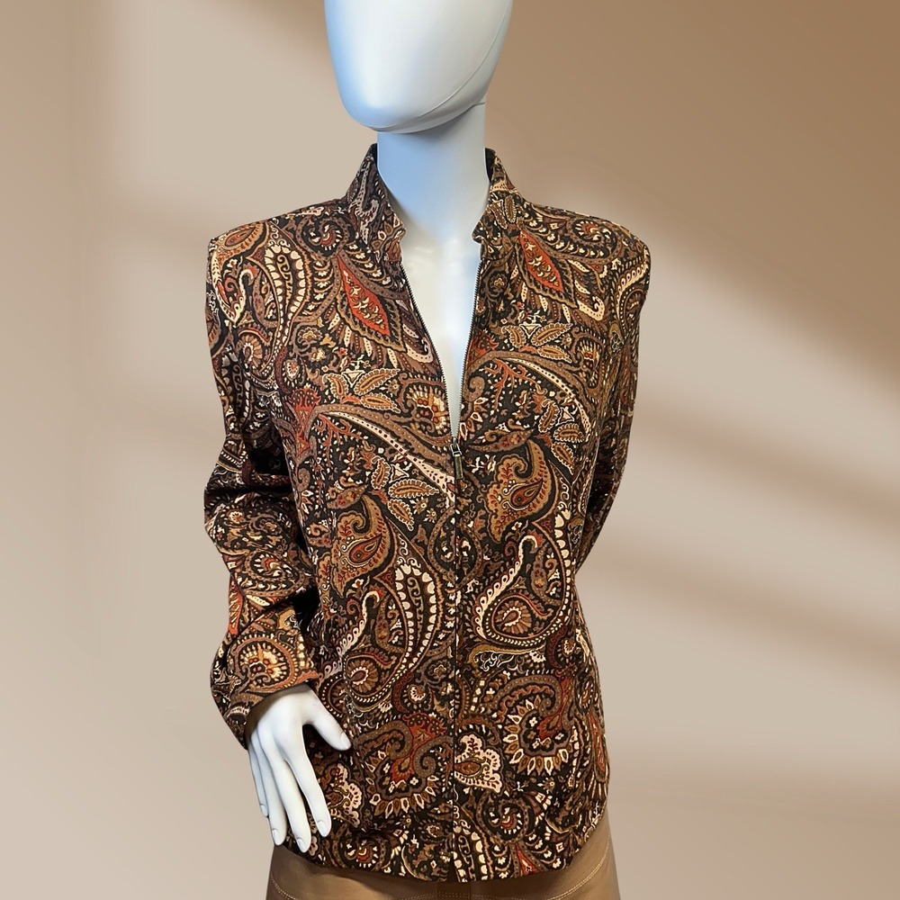 Notions Ladies Top/Jacket Style Full Zip Paisley Print Size Petite X-Large XL